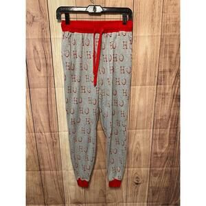 MudPie M holiday Christmas pajama lounge pants grey red ho ho womens
